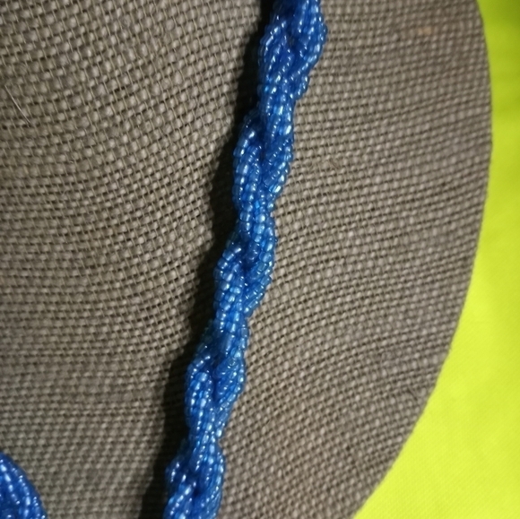 Blue twisted necklace bracelet set beaded seed beads - Picture 3 of 4